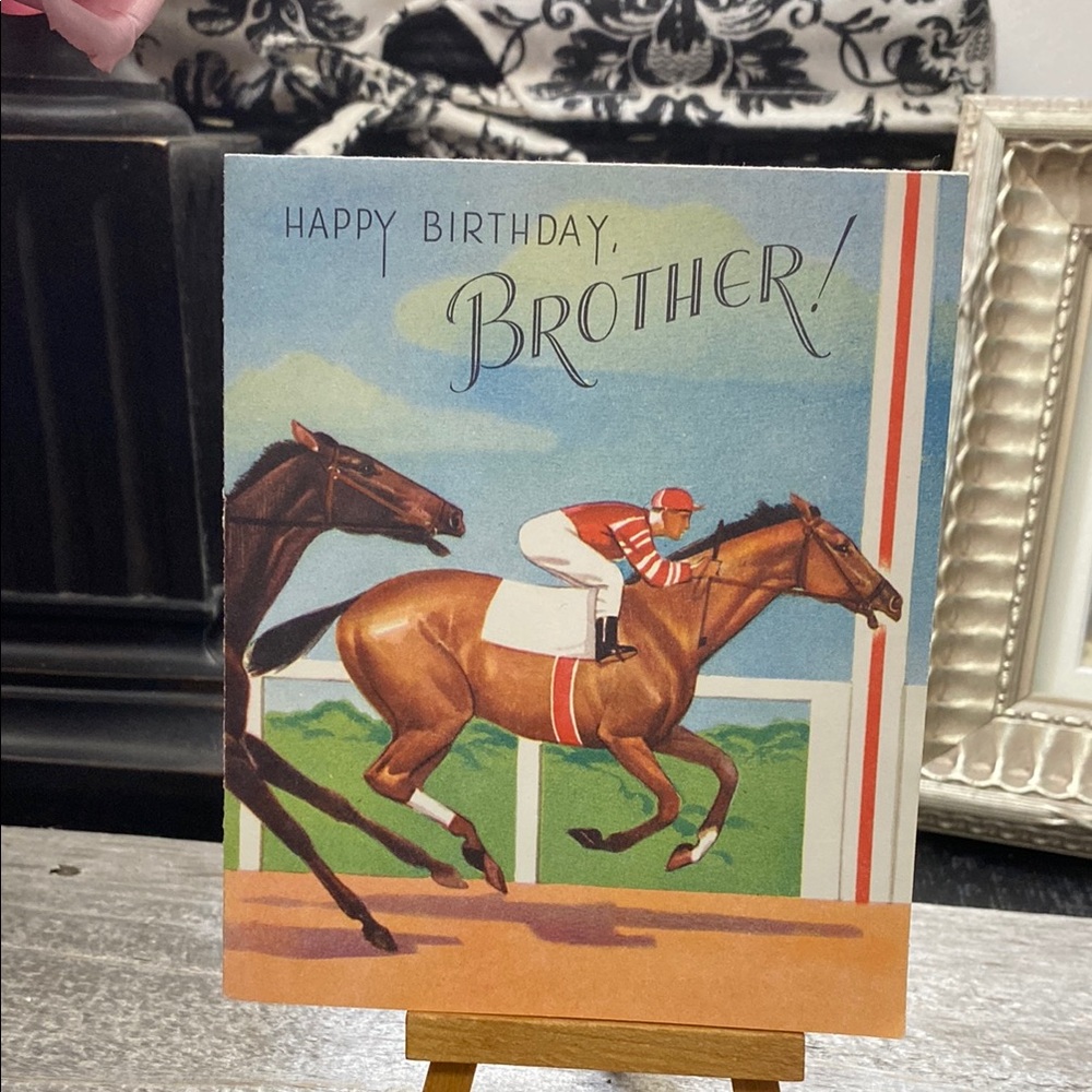 Vintage Horse Racing Birthday Card for Brother!